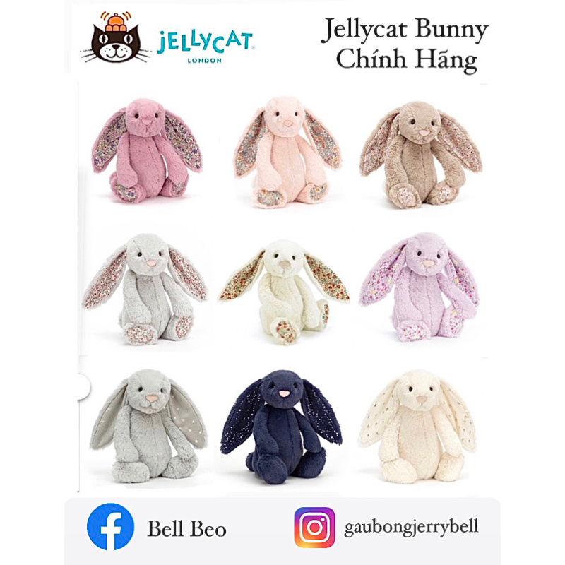 (100% Authentic - thêu tên) Thỏ bông Anh Quốc Jellycat Bunny Blossom tai hoa chính hãng Jellycat