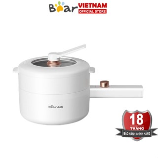 Nồi điện đa năng 1.6L-2L-3L Bear (kèm xửng hấp) nồi lẩu điện tráng men sứ chống dính–Hàng chính hãng