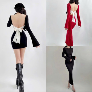 ĐẦM BODY HỞ LƯNG PHỐI NƠ CỘT MẶC ĐI THI HOA HẬU LUMI9