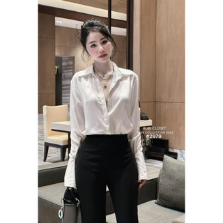 Áo sơ mi lụa đỏ xinh sang chảnh (kèm ảnh thật)