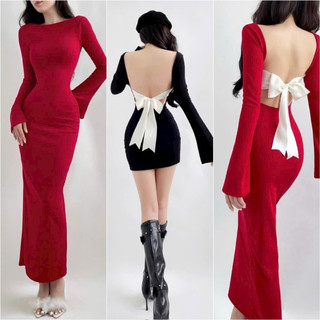 ĐẦM ÔM BODY HỞ LƯNG CỘT NƠ HAI FORM XỊN CỰC LUMI9