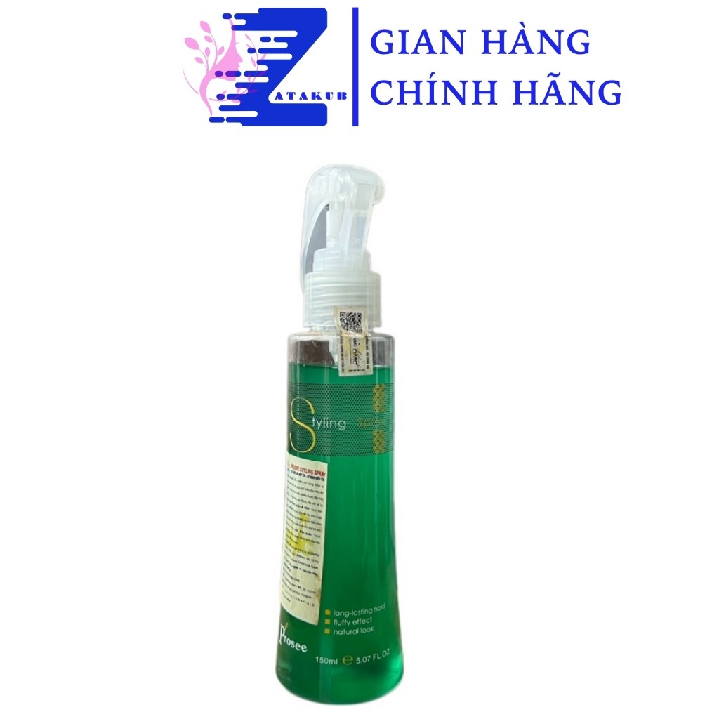 Xịt giữ nếp tóc, cố định kiểu tóc Styling Spray Prosee 150ml