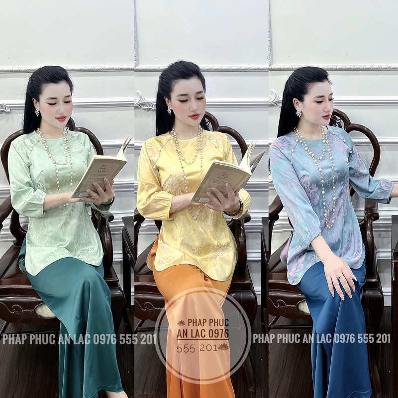Bộ áo bà ba đi lễ vải lụa hàng châu cao cấp độc lạ sang trọng