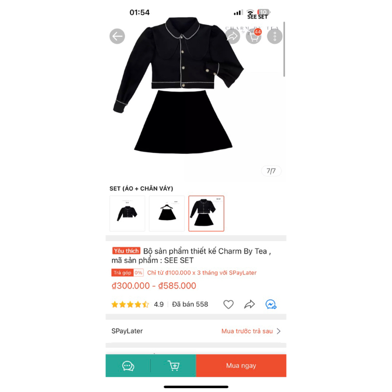 Pass set Charm by tea sz S