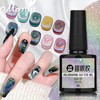 Sơn móng tay gel mắt mèo kim cương cầu vồng, Tạo hiệu ứng Nail đẹp mắt
