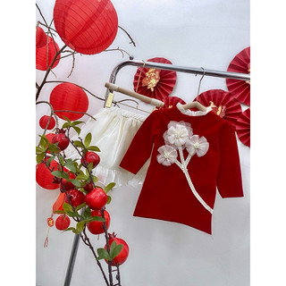 set áo dài nhung cao cấp cho bé gái