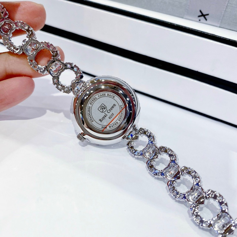 Đồng hồ nữ chính hãng Royal Crown 6255 mặt tròn siz 32mm đính full đá