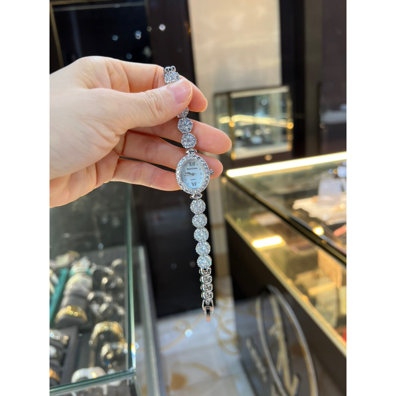 Đồng hồ nữ chính hãng Royal Crown 1516 mặt ovan đính đá dây thép không gỉ