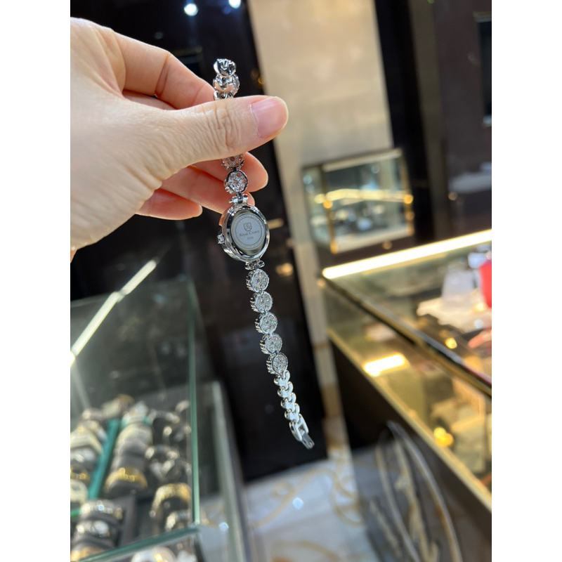 Đồng hồ nữ chính hãng Royal Crown 1516 mặt ovan đính đá dây thép không gỉ