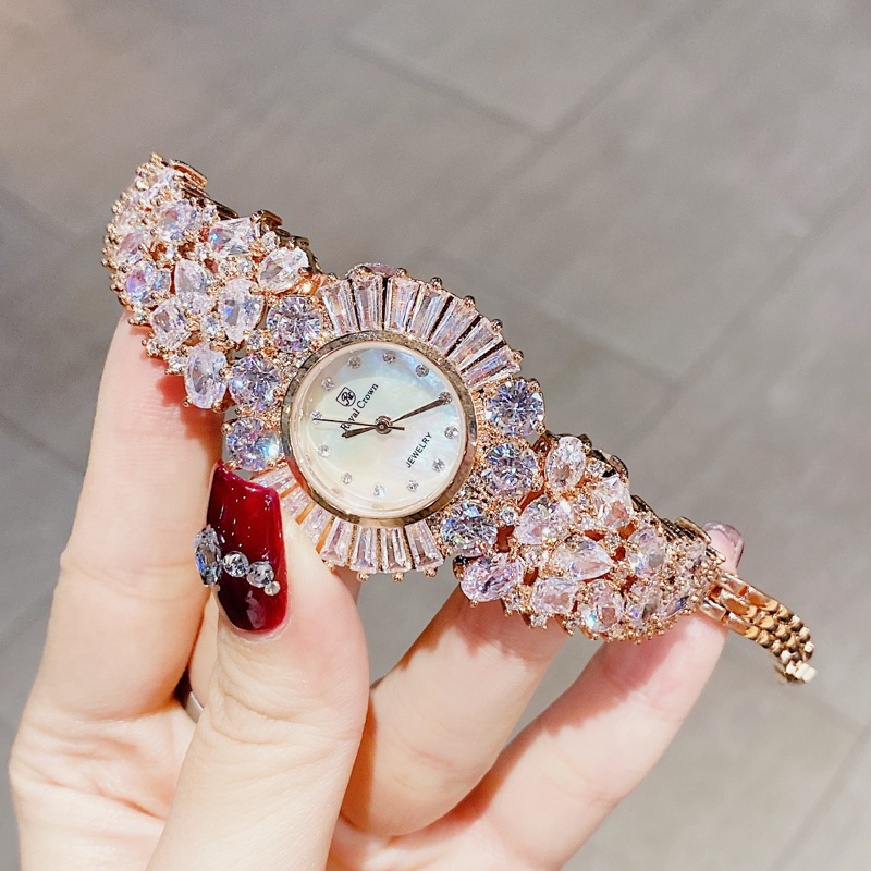 Đồng hồ Nữ Royal Crown 5396 ,6525, mặt tròn dây đính đá chính hãng
