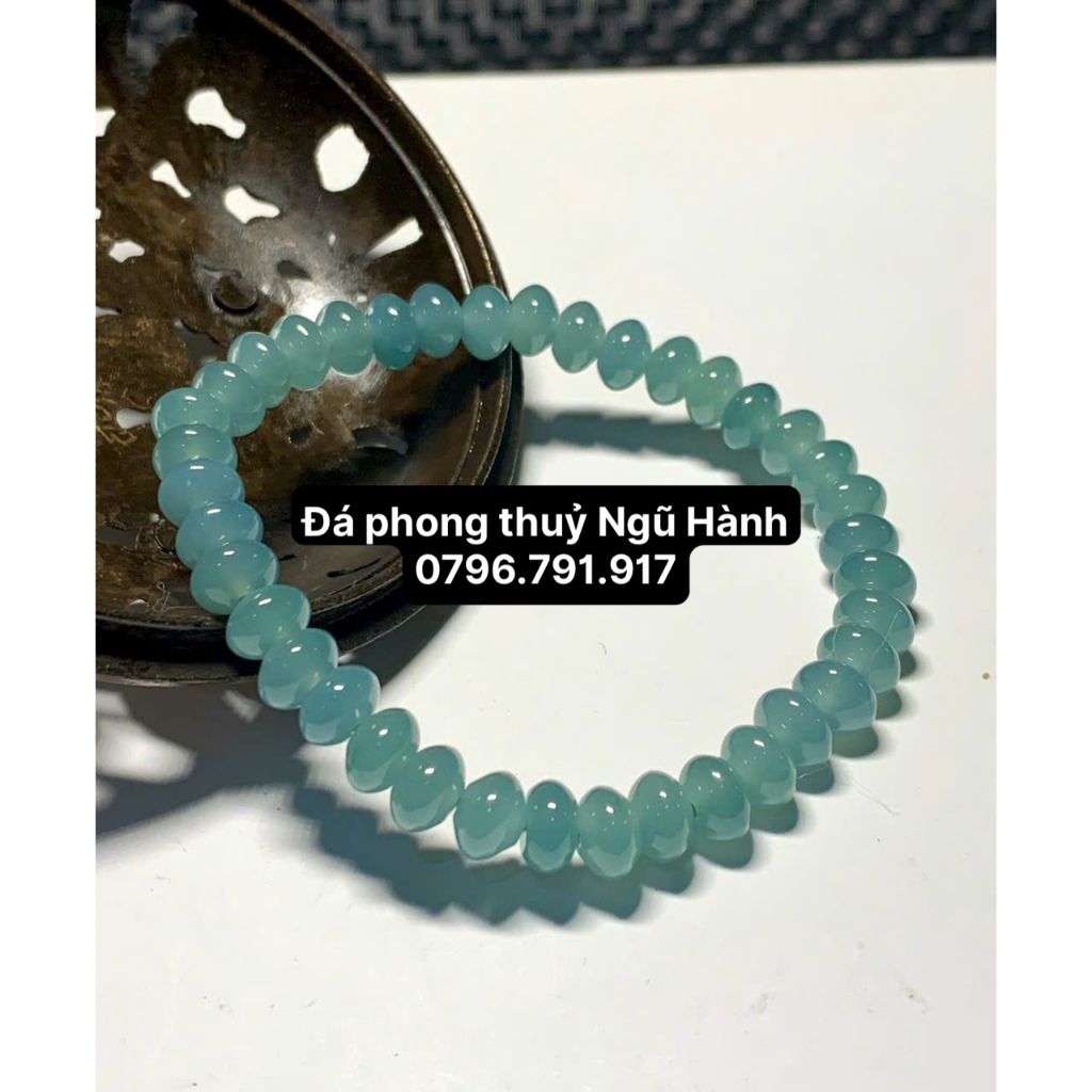 Vòng tay bánh xe lam ngọc hàng đẹp kiểm định 8A siêu trong 7mm  - Cam kết đẹp y hình