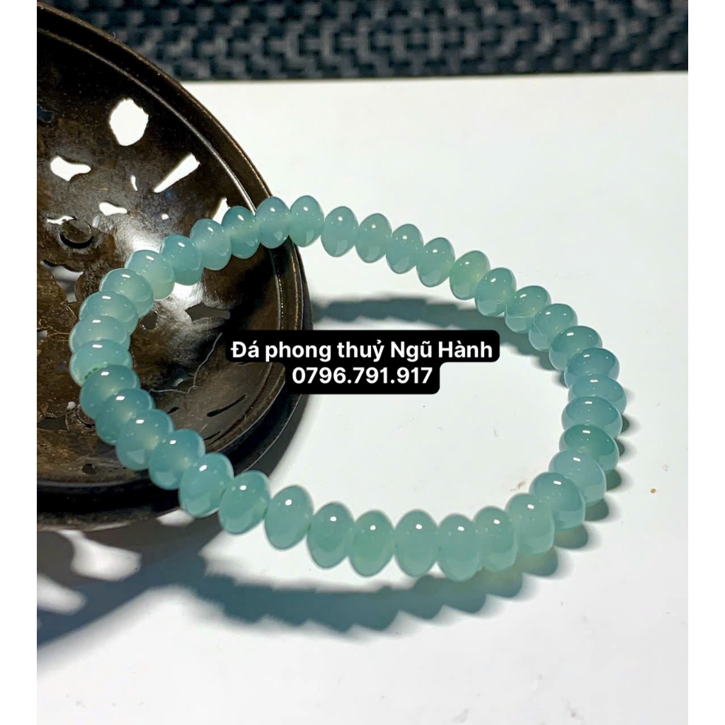 Vòng tay bánh xe lam ngọc hàng đẹp kiểm định 8A siêu trong 7mm  - Cam kết đẹp y hình