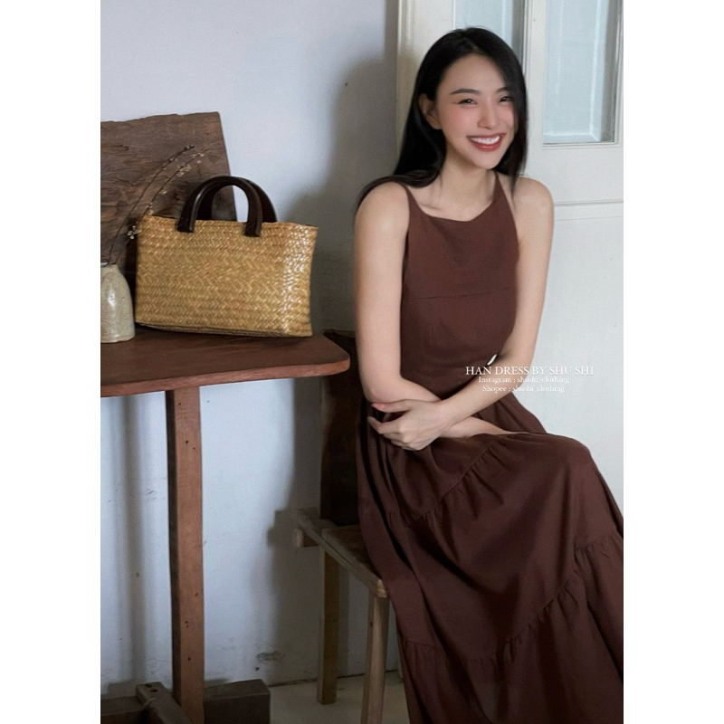 𝐇𝐚𝐧 𝐃𝐫𝐞𝐬𝐬 - Đầm Linen Sát Nách Xoè ( ảnh chính chủ ) | BigBuy360 - bigbuy360.vn