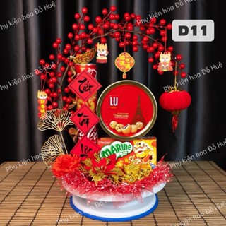  Set Phụ Kiện Trang Trí Tháp Bánh Tết Cành Đào Đông Vip tặng đế và keo nến 