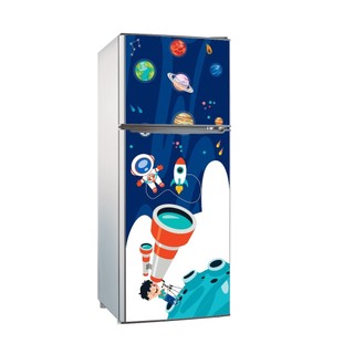 Decal dán tủ lạnh - bé soi vũ trụ - decal chống thấm nước