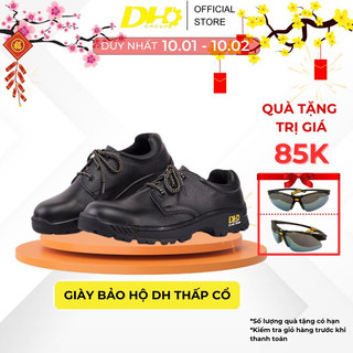 Giày bảo hộ lao động DH Group thấp cổ da sần, mũi kim loại, chống đinh, nước, chống va đập, cổ thấp thoáng khí