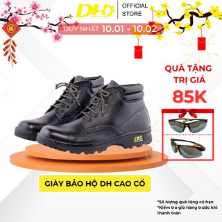Giày bảo hộ lao động DH Group cao cổ da sần mũi kim loại chống đinh, va đập chống đinh chống trơn đi công trình
