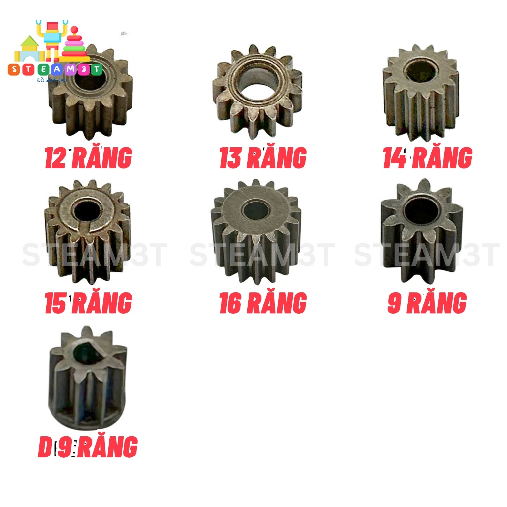 Bánh răng kim loại trục 3mm 3.2mm, 9/12/13/14/15/16 răng, Cho khoan pin dùng motor 550 - LK0701