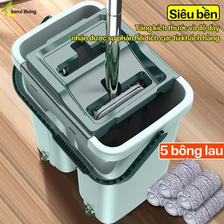 Bộ xô lau nhà tự vắt NAGO loại lớn, dày dặn, cây lau nhà tự vắt xoay 360 độ, lau sạch mọi ngóc ngách