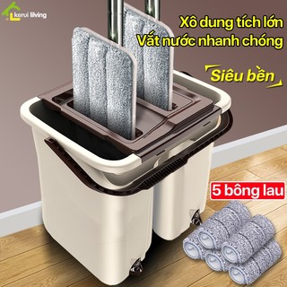 Bộ cây lau nhà tự vắt NAGO, cây lau nhà tự vắt kèm bông lau, bộ lau nhà 360 độ tự vắt 2 trong 1
