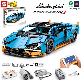  Đồ Chơi Lắp Ráp Xếp Hình Mô Hình Siêu Xe Lamborghini Sian Blue Điều Khiển Từ Xa RC SY8618 Với 1161 Mảnh Ghép 