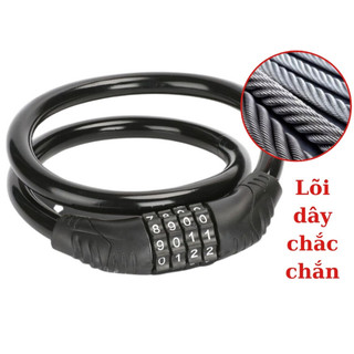 Khoá dây xe máy xe đạp 4 số lõi thép chống trộm, khóa xe đạp thể thao khóa dây treo yên xe đạp 4 số xoay mã khóa