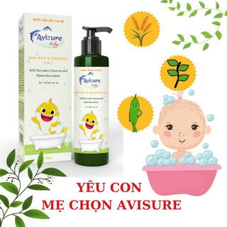 Nước tắm gội thảo dược cho bé Avisure Chai 100ml sữa tắm gội trẻ em ngừa rôm sảy, tắm gội thảo dược chứa sữa và gạo