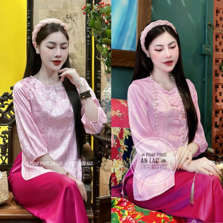Bộ áo bà ba gấm lụa cao cấp màu Hồng độc lạ sang trọng