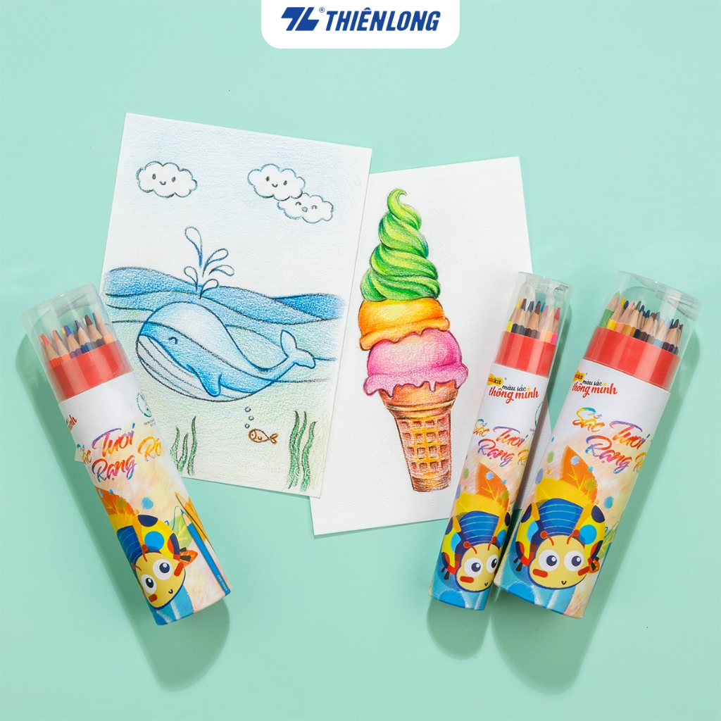 Bút chì màu chuyên nghiệp dạng lon 12/24/36 màu Thiên Long Colokit - Tiêu chuẩn Châu Âu - Có chuốt chì ở nắp hộp