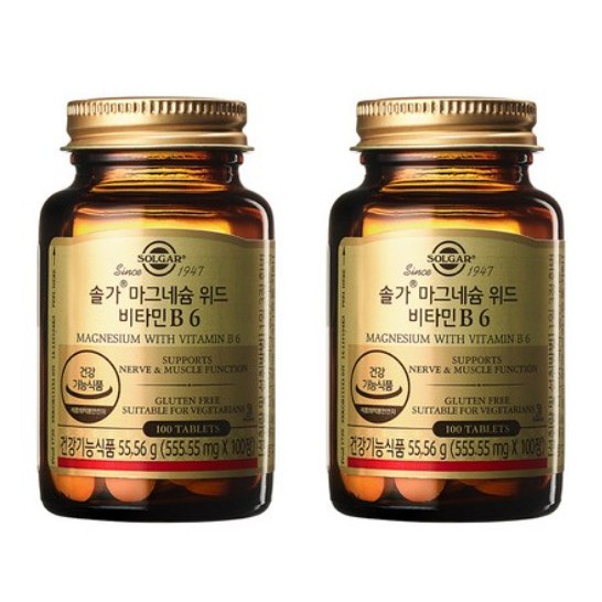 Solgar Magnesium Vitamin B6 Tablets, 100 Tablets, 2 Pack