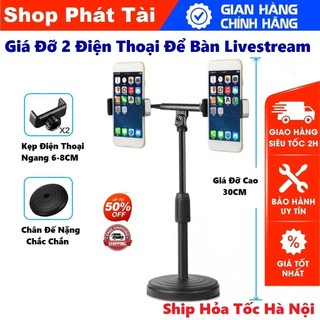 Giá Đỡ Kẹp Điện Thoại LiveStream, Giá Đỡ 2 Điện Thoại Livestream Để Bàn, Live Stream Chuyên Nghiệp Giá Rẻ