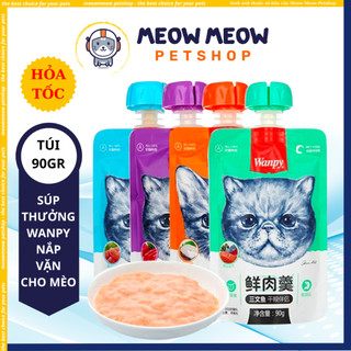 Súp thưởng cho mèo Wanpy nắp vặn cho mèo | Túi 90gr | Súp thưởng dinh dưỡng cho mèo.
