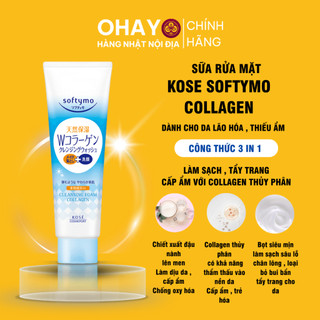 Sữa rửa mặt Kose Softymo Collagen làm sạch sâu, tăng độ đàn hồi cho da dung tích 220gram nội địa Nhật- Ohayo Shop Japan