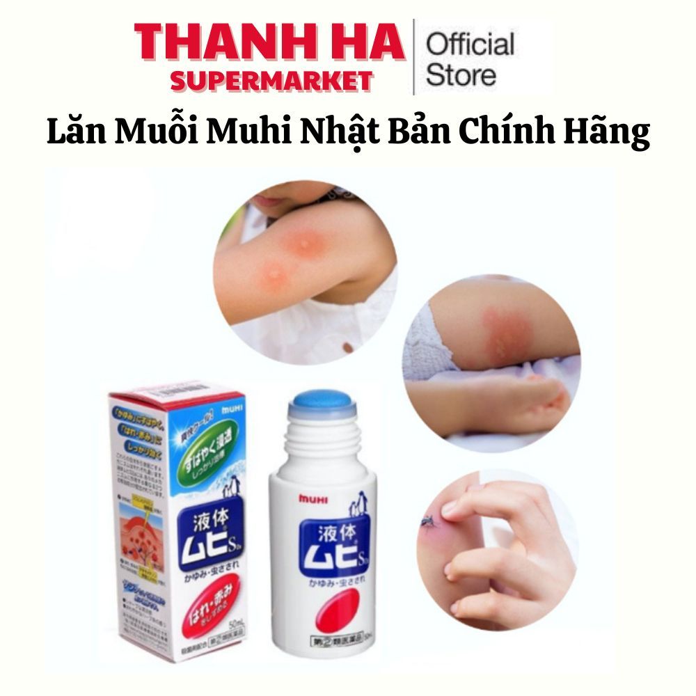Lăn Muỗi MUHI Nhật 50ml Xanh Hồng Bôi Muỗi Đốt – Thanh Ha Supermarket