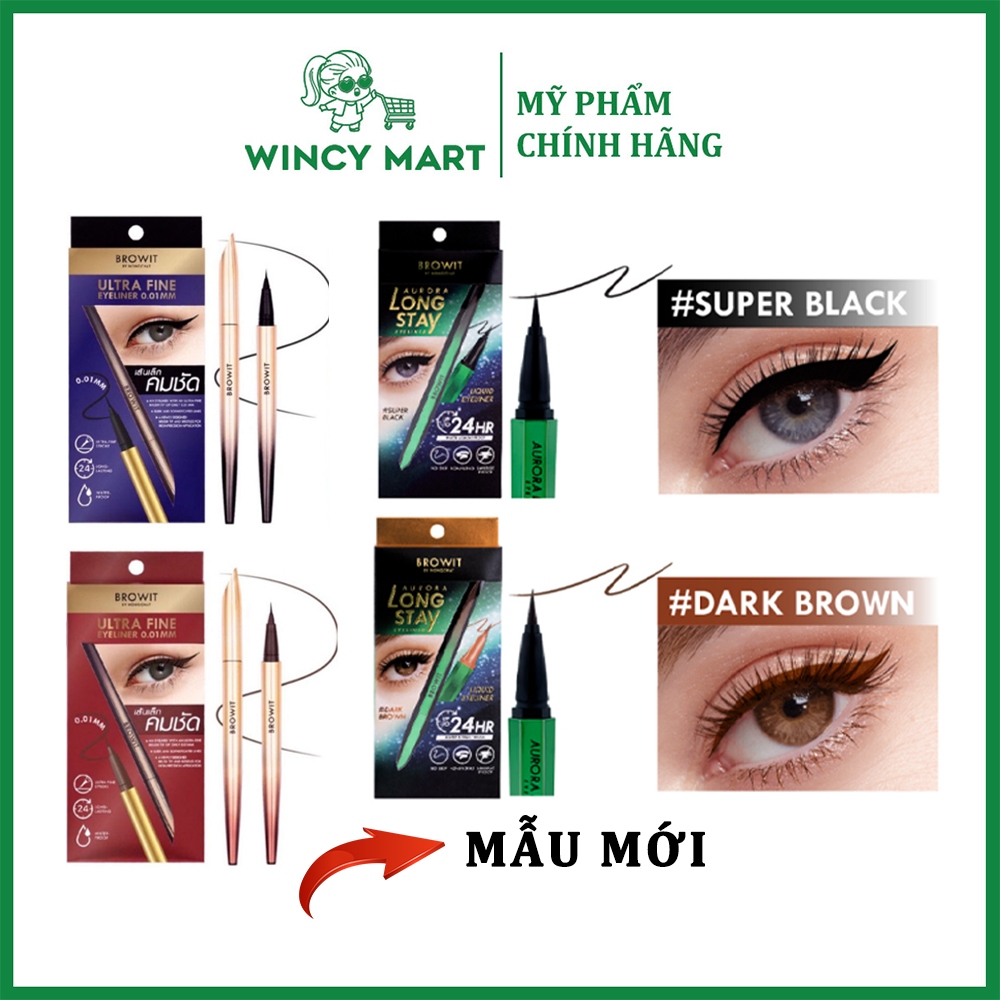 [Mẫu Mới] Bút Kẻ Mắt Browit Ultra Fine Eyeliner Siêu Mảnh 0.01mm Aurora Longstay Nongchat Thái Lan