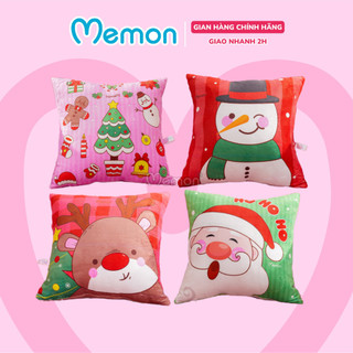 Gối vuông noel nhồi bông mềm mịn dùng làm quà tặng trang trí giáng sinh cao cấp memon