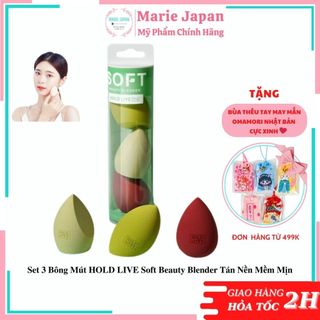 Set 3 bông mút hold live soft beauty blender tán nền mềm mịn