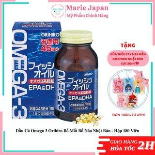 Dầu Cá Omega 3 Orihiro Bổ Mắt Bổ Não Nhật Bản - Hộp 180 viên