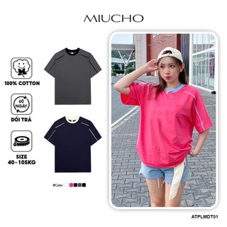 Áo thun phối viền hot trend form rộng local brand ATPLMT01 Miucho tay ngắn cổ tròn in basic