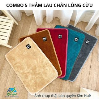 Combo 5 tấm thảm lau chân lông cừu len mềm thảm chùi chân thấm hút nước CLM