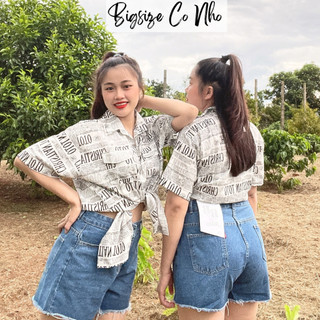 Áo sơ mi bigsize nữ cá tính hoạ tiết chữ tờ báo năng động cá tính chất vải kate mềm mát size 60-95kg- SM TO BAO