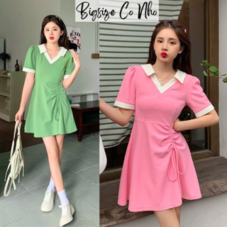 Đầm bigsize nữ polo cổ tim tay ngắn dáng xòe chất gân tăm dày dặn co giãn tiểu thư basic dành cho chuppy từ 60-95kg -G92