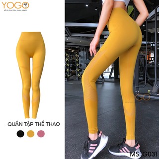 Quần tập gym yoga legging nữ cạp cao YOGO vải 2 lớp nâng v3 tôn dáng cao cấp G031