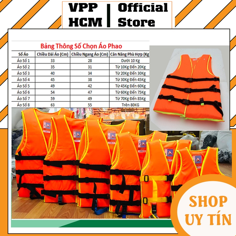Áo phao bơi cứu hộ trẻ em và người lớn đầy đủ kích thước từ số 1 đến số 8 - Áo phao bơi xốp