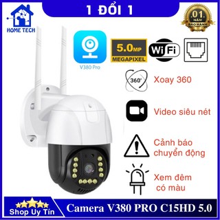 Camera Wifi V380 PRO C15 HD 5.0 Mpx xoay 360 quay đêm có màu, 2K 2560 x 1920p, chống nước - Chính hãng BH 12 tháng