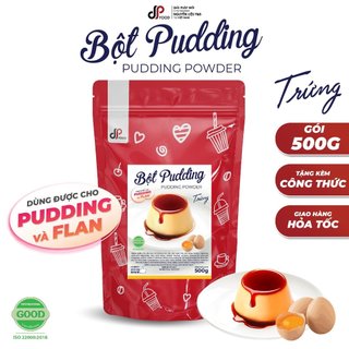 Bột Pudding Trứng DPFOOD - Gói 500G - Thơm Ngon Mềm Mịn, Làm Topping Trà Sữa, Chè, Cacao/Milo Dầm