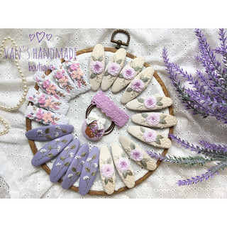 Kẹp tóc thêu tay tone tím Van's handmade boutique