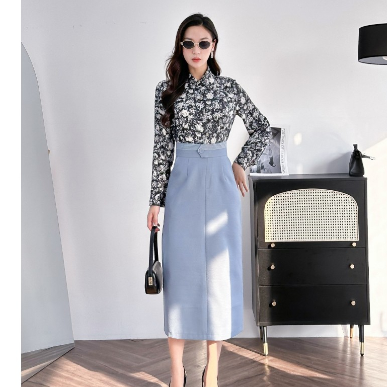 Áo Sơ Mi Nữ 𝐂𝐂𝐇𝐀𝐓 Dáng Suông Họa Tiết Ella Chất Lụa Cao Cấp 63SDL5001ST