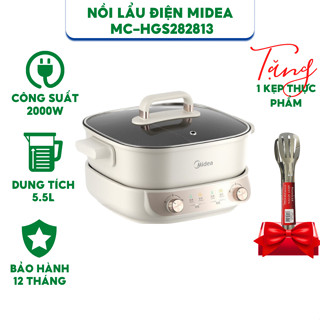 Nồi lẩu điện Midea 2 Ngăn Tiện Lợi MC-HGS282813 - Dung tích 5.5L - Công suất 2000W