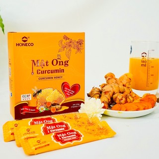 Mật ong nghệ Curcumin HONECO Hộp 15 gói tiện lợi - Sánh mịn, thơm ngon bổ dưỡng, tốt cho dạ dày.
